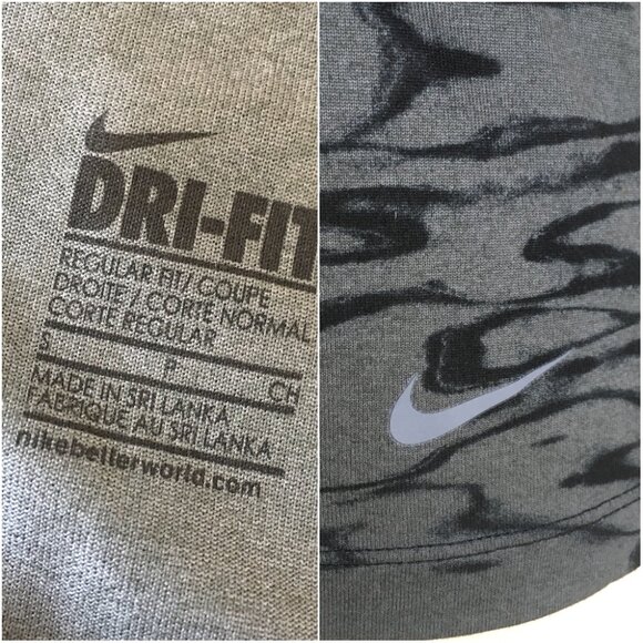 Nike DriFit Tank Top Small Green Black Racerback Graphic Marbled Print Running - Picture 9 of 9